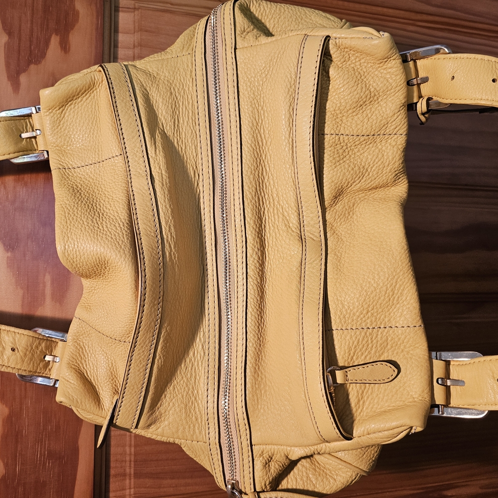 Cole Haan Yellow Leather Shoulder Bag with Slouchy Design - Picture 8 of 16